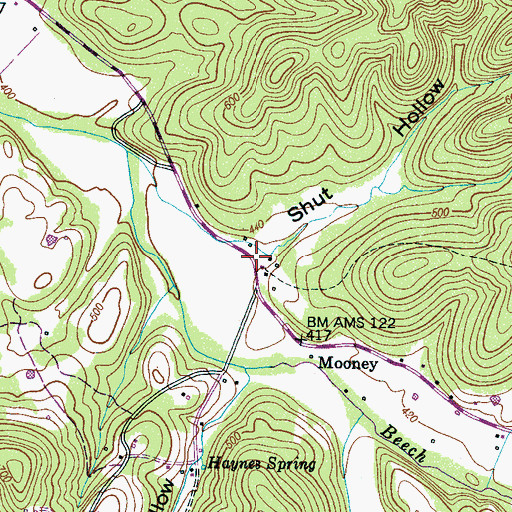 Topographic Map of Shut Hollow, TN
