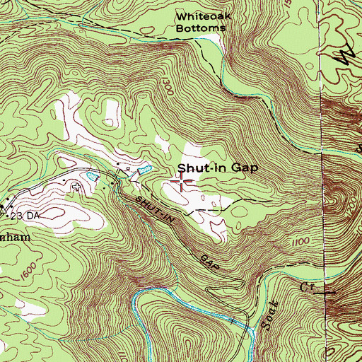 Topographic Map of Shut in Gap, TN