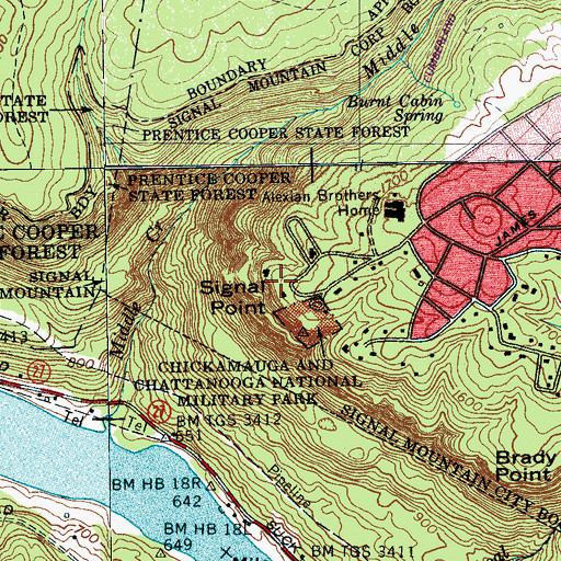 Topographic Map of Signal Point, TN