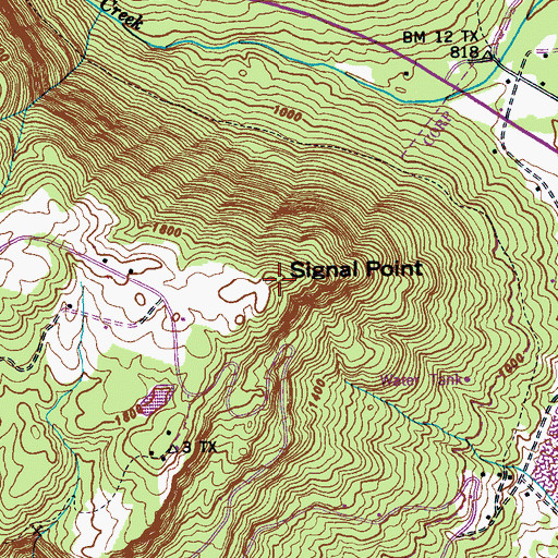 Topographic Map of Signal Point, TN