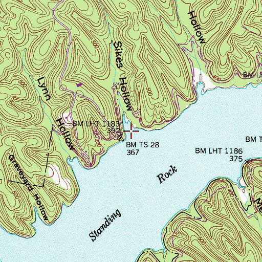 Topographic Map of Sikes Hollow, TN
