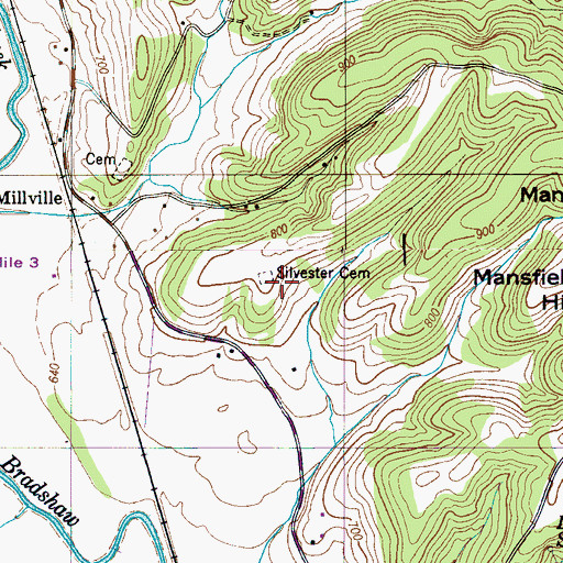 Topographic Map of Silvester Cemetery, TN