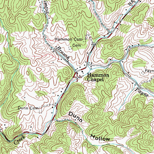 Topographic Map of Simcox Branch, TN