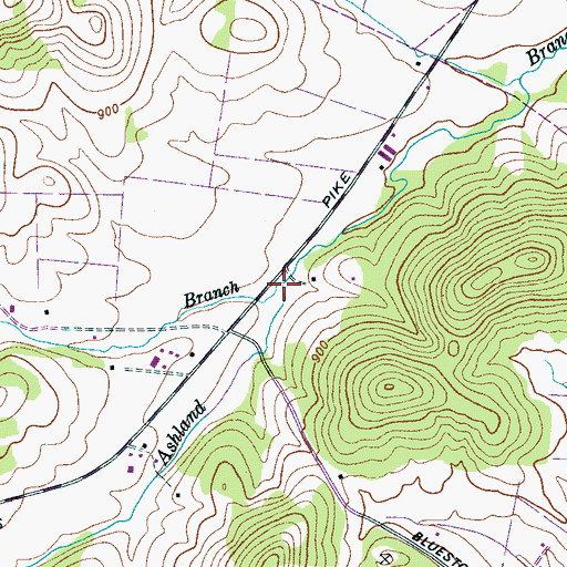 Topographic Map of Simmons Branch, TN