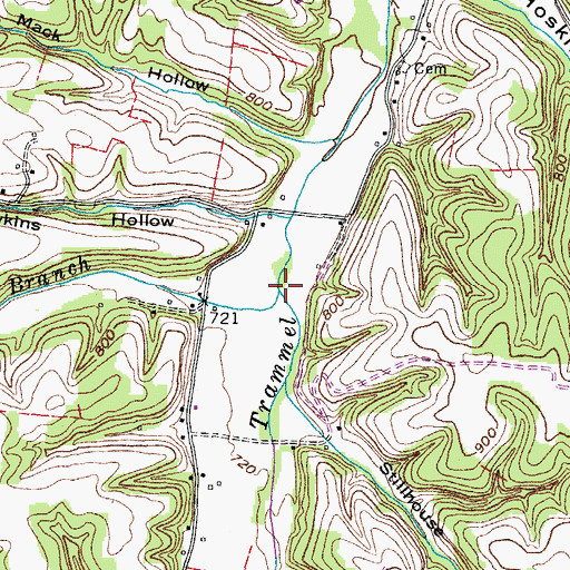Topographic Map of Simmons Branch, TN