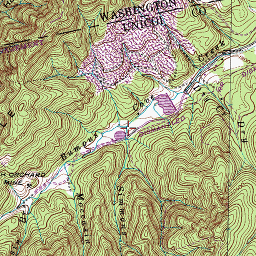Topographic Map of Simmons Branch, TN