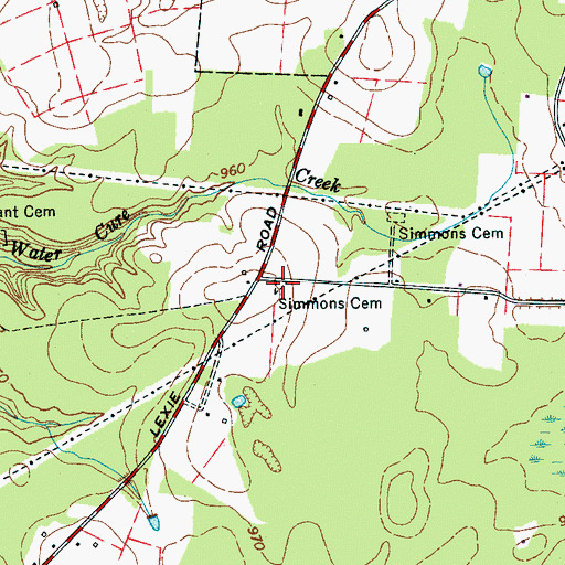 Topographic Map of Simmons Cemetery, TN