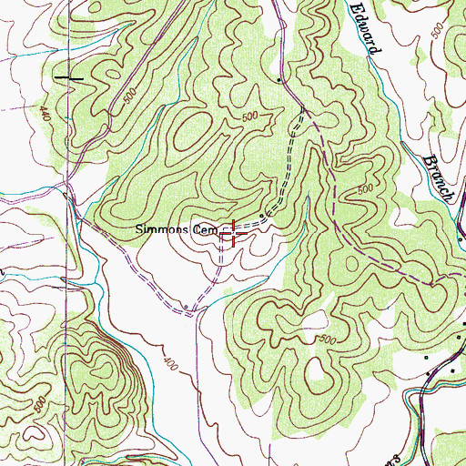Topographic Map of Simmons Cemetery, TN