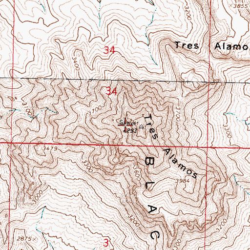Topographic Map of Tres Alamos, AZ