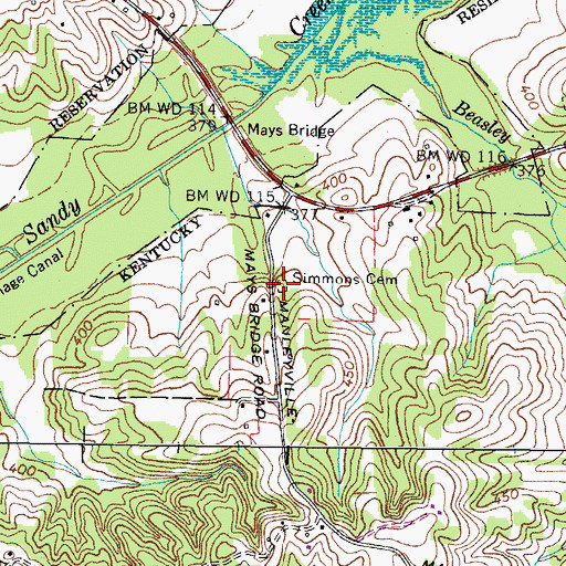 Topographic Map of Simmons Cemetery, TN