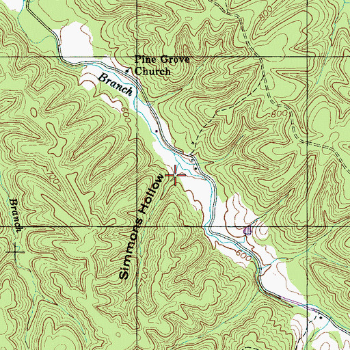 Topographic Map of Simmons Hollow, TN