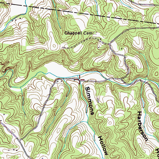 Topographic Map of Simmons Hollow, TN