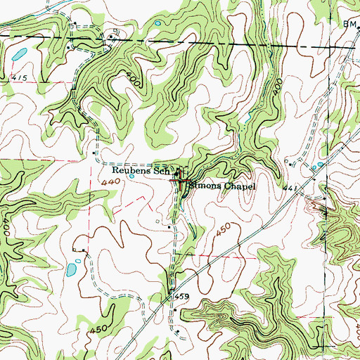Topographic Map of Simons Chapel, TN