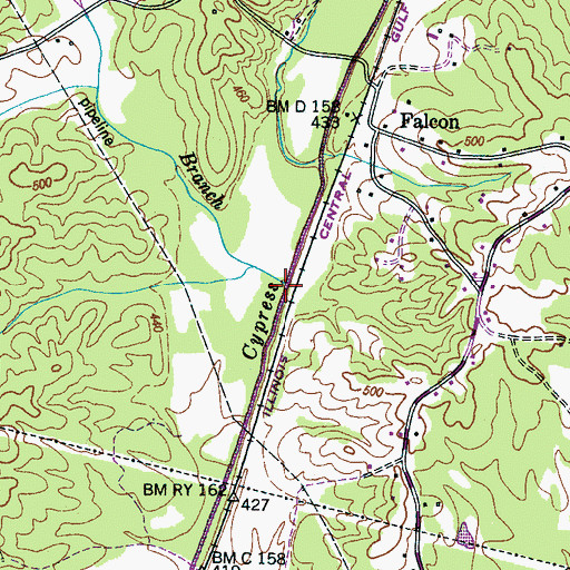 Topographic Map of Simpson Branch, TN