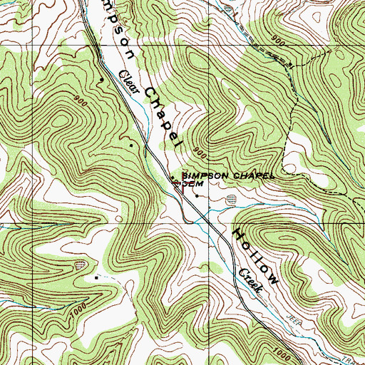 Topographic Map of Simpson Chapel Cemetery, TN