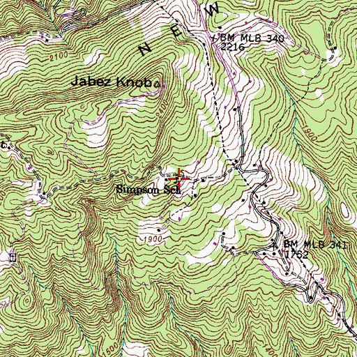 Topographic Map of Simpson School, TN