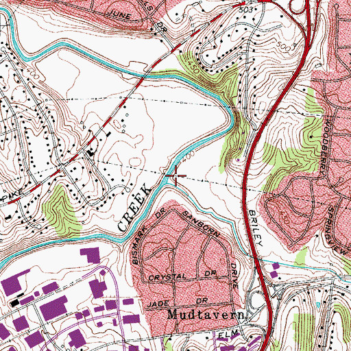 Topographic Map of Sims Branch, TN