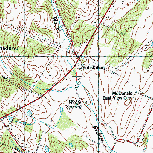 Topographic Map of Sims Hollow, TN