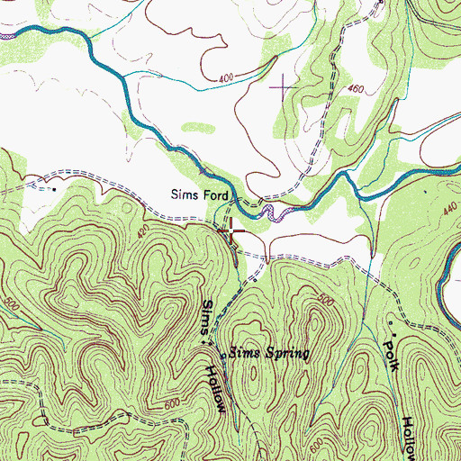Topographic Map of Sims Hollow, TN