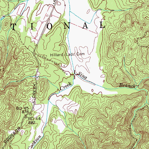 Topographic Map of Sina Branch, TN