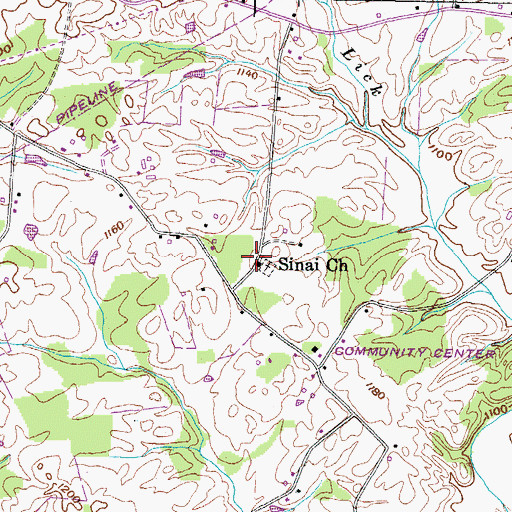 Topographic Map of Sinai Church, TN