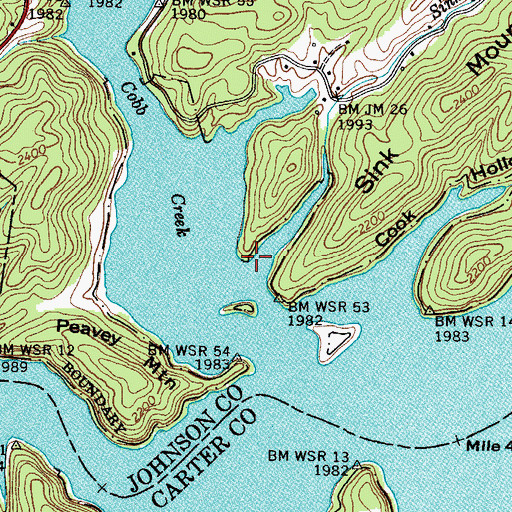 Topographic Map of Sink Branch, TN