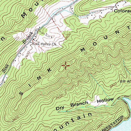 Topographic Map of Sink Mountain, TN