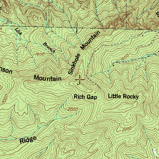 Topographic Map of Sinkhole Mountain, TN