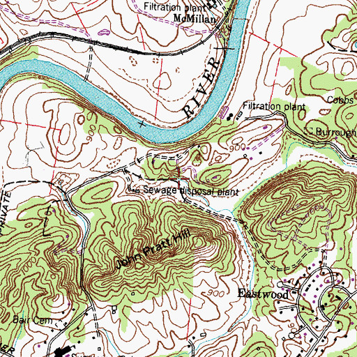 Topographic Map of Sinking Creek, TN