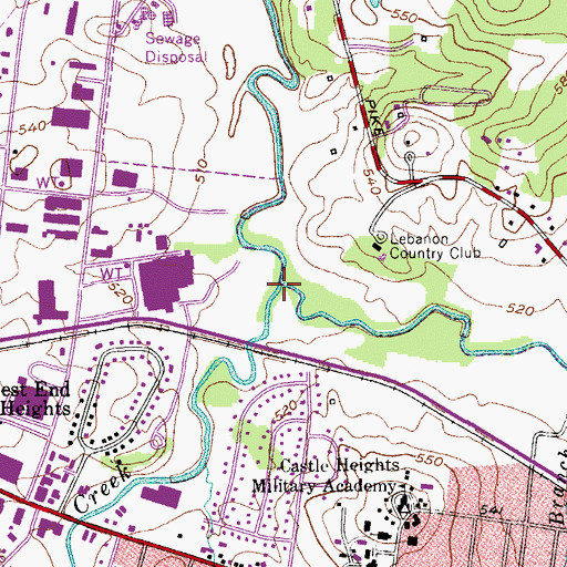 Topographic Map of Sinking Creek, TN