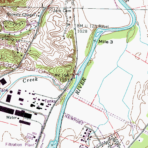 Topographic Map of Sinking Creek, TN