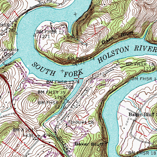 Topographic Map of Sinking Creek, TN