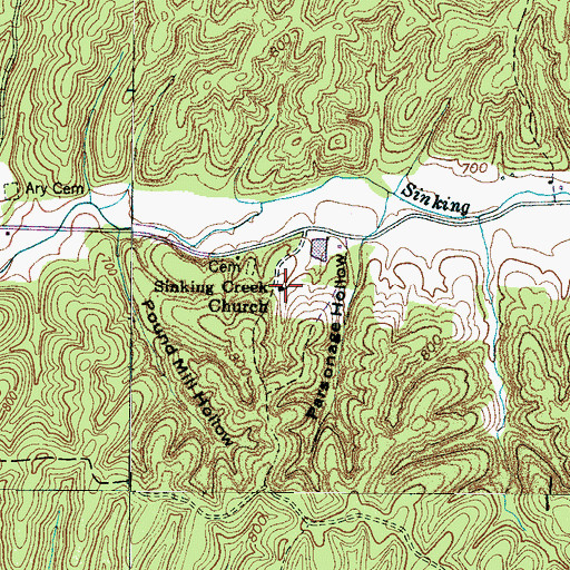 Topographic Map of Sinking Creek Church, TN