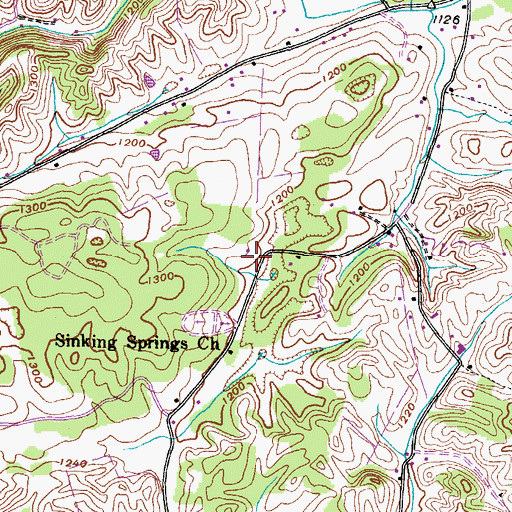 Topographic Map of Sinking Springs School, TN
