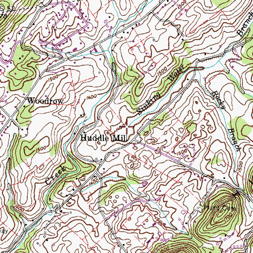 Topographic Map of Sinking Water Branch, TN