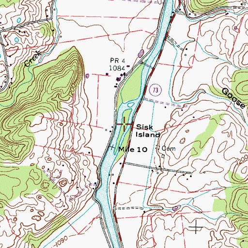 Topographic Map of Sisk Island, TN