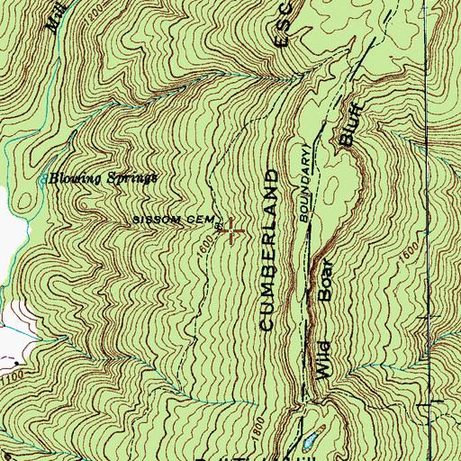 Topographic Map of Sissom Cemetery, TN