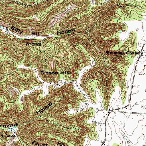 Topographic Map of Sisson Hill, TN
