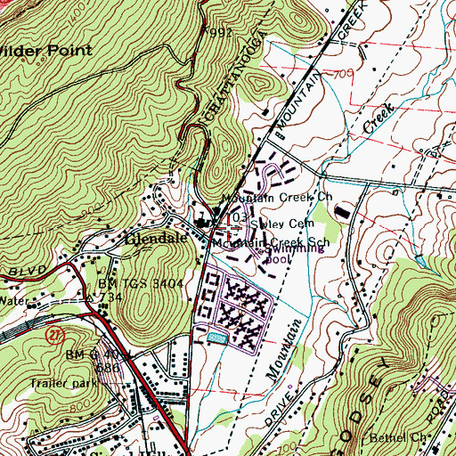 Topographic Map of Sivley Cemetery, TN