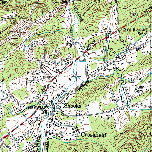 Topographic Map of Sixmile Branch, TN