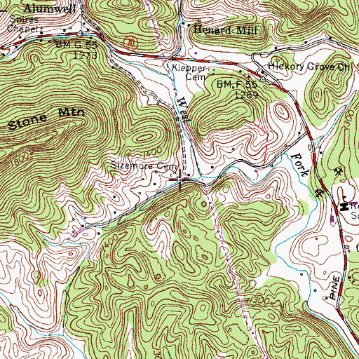Topographic Map of Sizemore Cemetery, TN