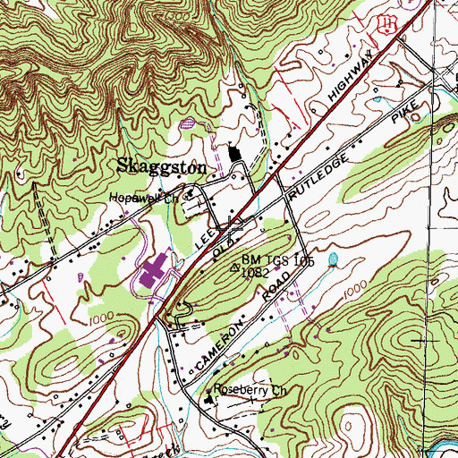 Topographic Map of Skaggston, TN
