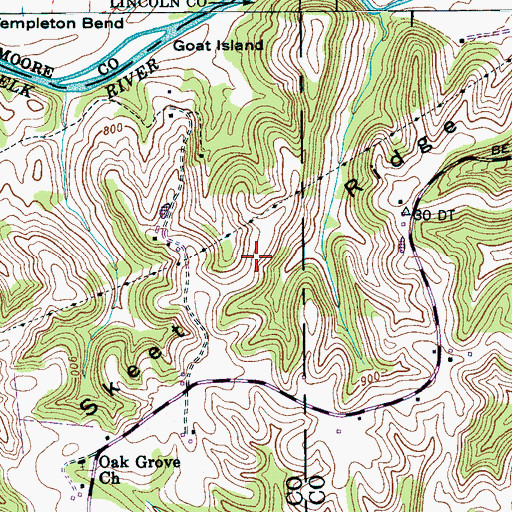 Topographic Map of Skeet Ridge, TN