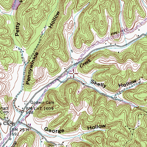 Topographic Map of Skelly Hollow, TN