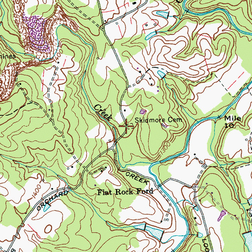 Topographic Map of Skidmore Cemetery, TN