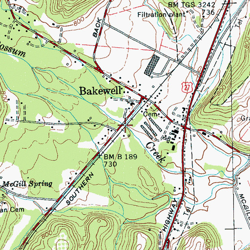 Topographic Map of Skiles Branch, TN