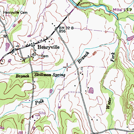 Topographic Map of Skillman Branch, TN