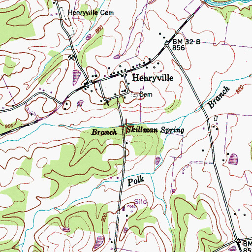 Topographic Map of Skillman Spring, TN
