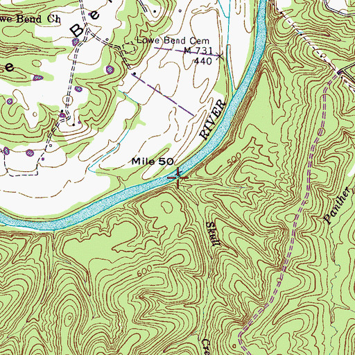 Topographic Map of Skull Creek, TN