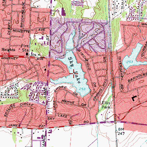 Topographic Map of Sky Lake, TN